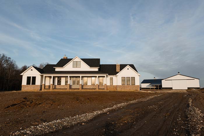 Exterior view of Lancaster custom walkout home